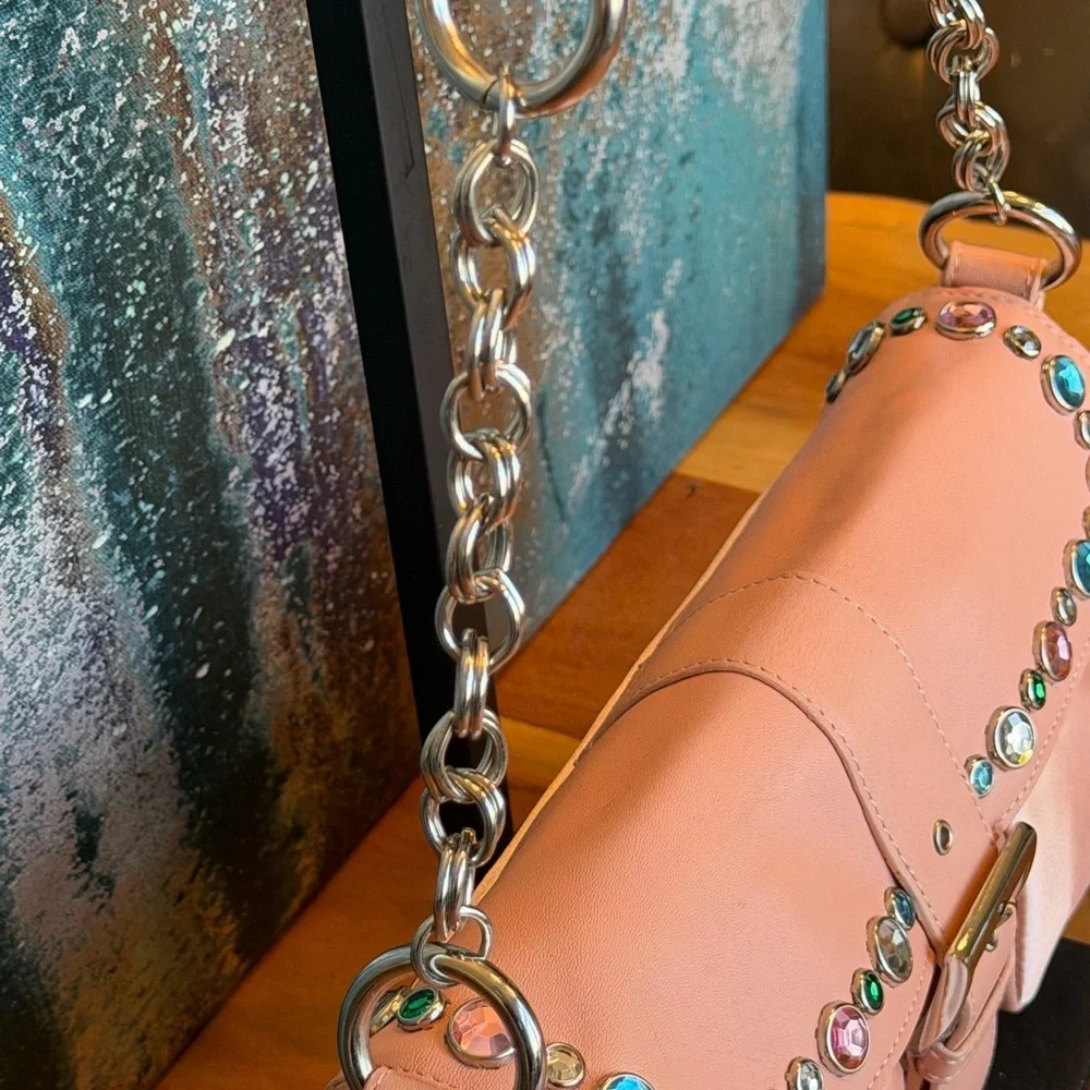 Sondra Roberts Barbiecore Glam Pink Rhinestone Satin  Clutch Shoulder Bag NWOT - Picture 8 of 16